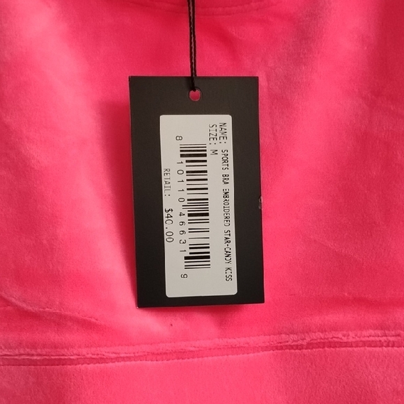 ✨ NWT Paris Hilton ❤️ Vibrant Pink Star-Embroidered Sports Bra Size Medium - Picture 2 of 4